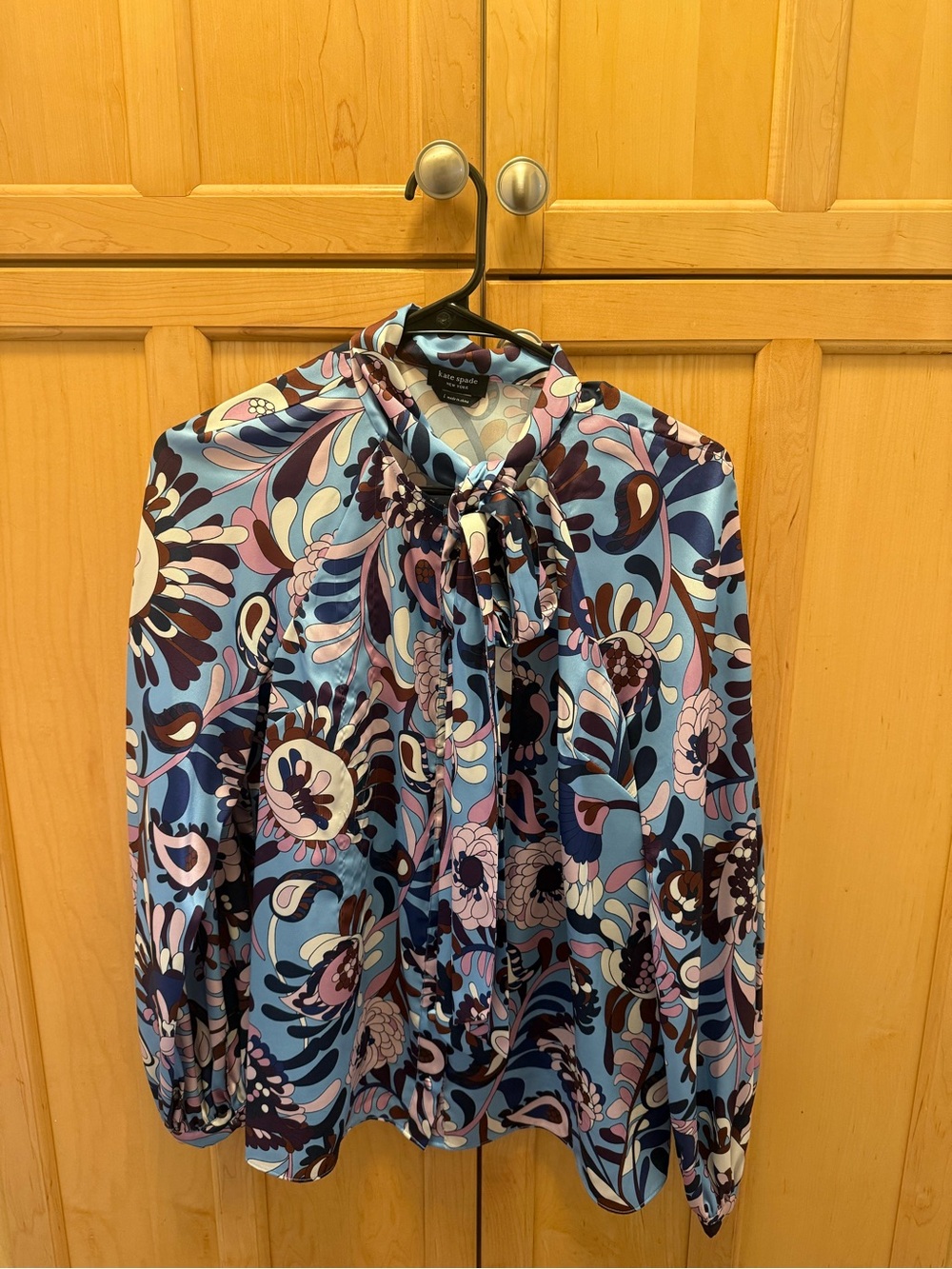 Kate Spade Paisley Tie-Neck Blouse in Blue and Purple